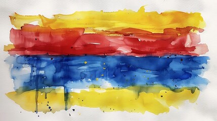 Obraz premium The Colombian flag painted on white paper