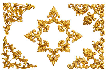 set of golden laurel wreaths