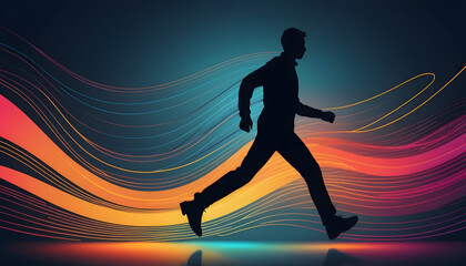 Silhouette of runner in motion for fitness blogs, sports websites, or health-related content