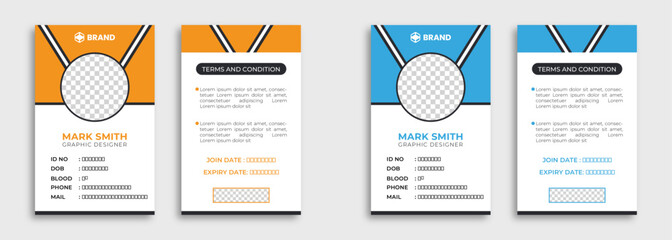 Modern and creative layout id card design. Corporate company employee identity card design with two color variation.