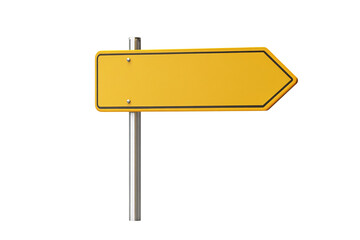 Blank yellow road sign isolated on transparent background