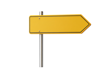 Blank yellow road sign isolated on transparent background