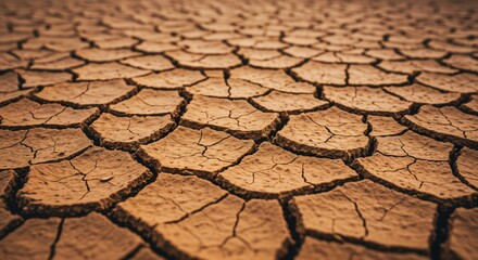 Parched earth: detailed cracked desert surface depicting drought and climate change