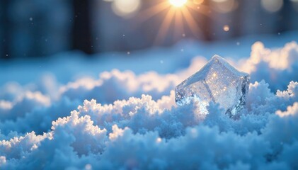 Glittering ice crystals adorn a frosty winter scene, winter, crystallography