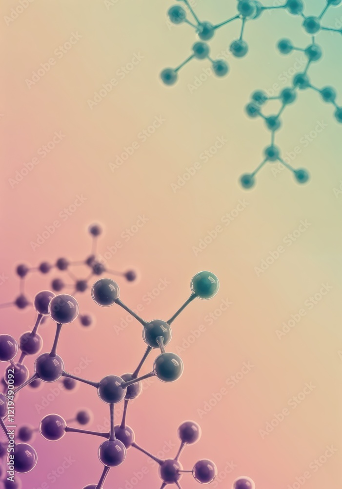 Poster abstract molecular structure on pastel gradient background