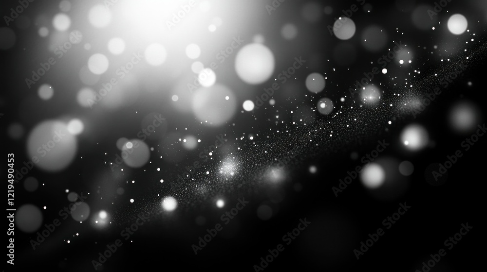 Poster sparkling light bokeh background, dark backdrop, design element