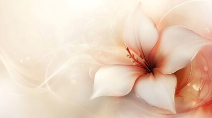 Delicate Peach Lily Flower Abstract Art Design