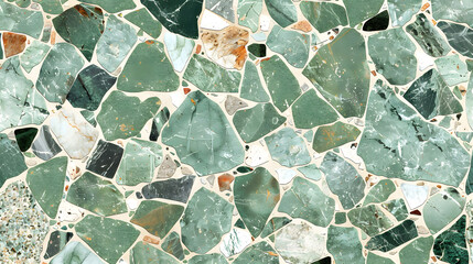Green granite terrazzo flooring vector seamless texture, generative ai