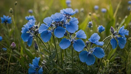 Blue flowers in the meadow