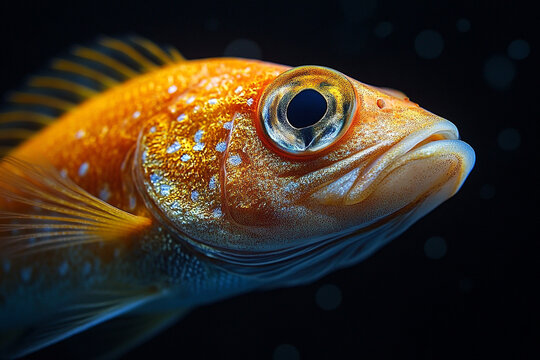 Close up of an orange fish with white spots