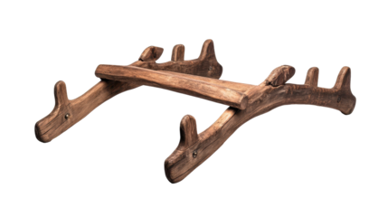 A rustic wooden rack ideal for organizing tools and equipment in the workshop. transparent background