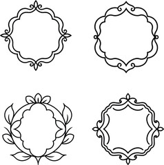 A vector set drawing represents floral frame illustration.