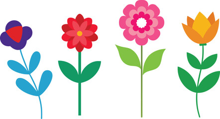 Different types of flower vector illustration.