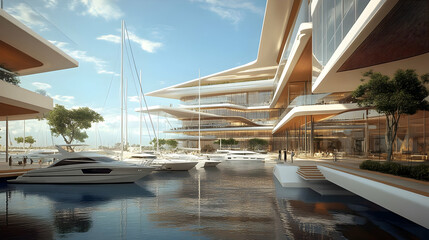 Modern Waterfront Architecture: Luxury Marina and Yacht Club