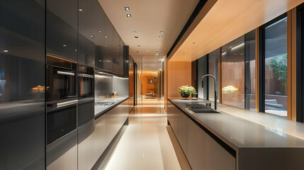 Modern Luxury Kitchen Interior: Sleek Design and Open Plan