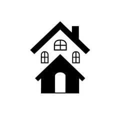 Simple House Icon: Black and White Minimalist Home Design. Perfect for real estate, architecture, and home-related projects.