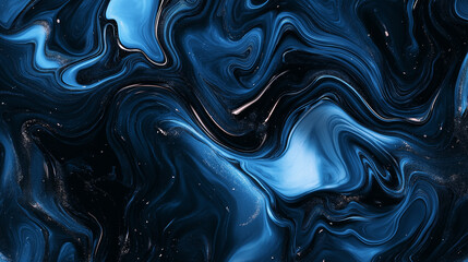 Obraz premium Elegant blue marble texture on a rich black backdrop