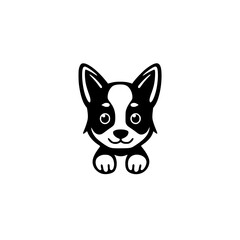 Adorable Corgi Puppy: Peeking Dog Cartoon Vector Graphic