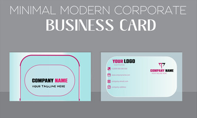 blue and white color business card design template