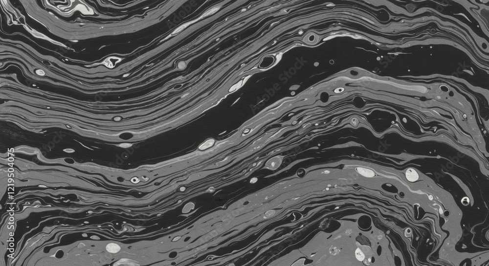 Poster monochrome abstract fluid art with dynamic swirling patterns
