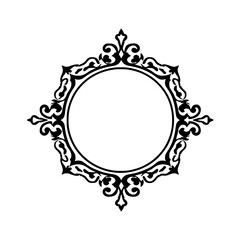 Ornate Round Frame: Vintage Floral Border, Classic Design Element for Decor, Background, and Vector Template