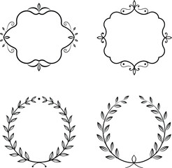  Hand drawn line borders ornamental decorative frame illustration
