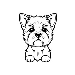 Adorable West Highland Terrier Puppy Portrait: Cute Pet Dog Illustration