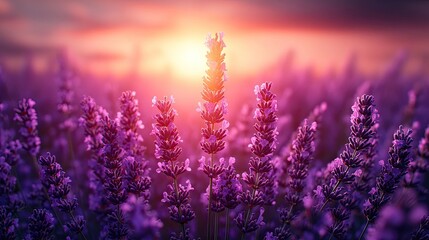 Naklejka premium A breathtaking lavender field stretches into the distance,