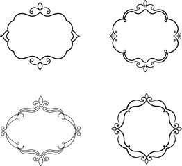  Hand drawn line borders ornamental decorative frame illustration