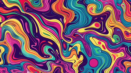Groovy hippie 70s background with waves, generative ai