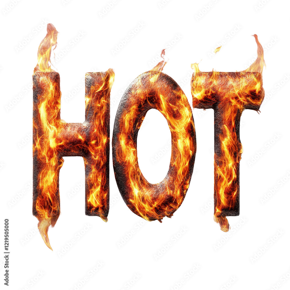 Aufkleber The image shows the word HOT rendered in fiery letters against a black background.  The flames engulf the letters creating a dynamic visual.