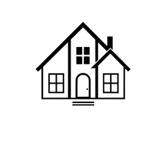 Modern House Exterior Design: Simple Home Architecture Line Art.  Perfect for real estate, home design, or architectural projects. Clean lines and minimalist style.