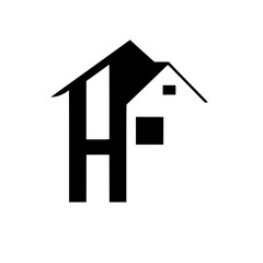 Modern House Logo Design: Minimalist Home Symbol, Geometric Architecture Illustration