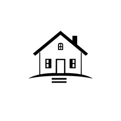Simple House Illustration: Minimalist Home Design, Real Estate Symbol