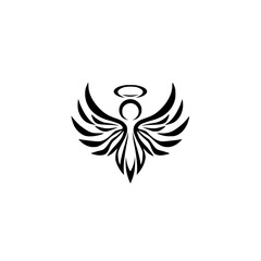 Obraz premium Celestial Angel Wings: A Sacred Symbol of Faith, Hope, and Divine Protection. This abstract design is perfect for religious art, spirituality, and tattoo inspiration.