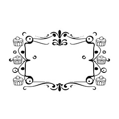 Elegant Cupcake Frame: Bakery Design, Sweet Pastry Border for Cards, Menus, and Invitations