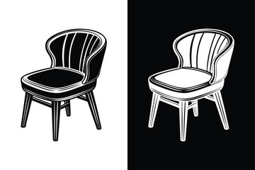 Dining chair  icon vector on White Background ,Vector Art Illustration on white background.