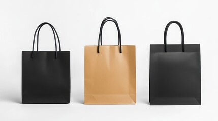 Elegant Paper Shopping Bags Mockup: Black and Brown