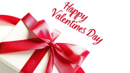 White Gift Box with Red Ribbon for Romantic Valentine's Day Celebration