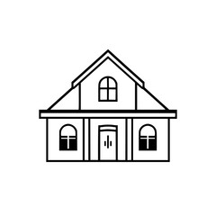 Simple House Line Art: Minimalist Home Design Illustration