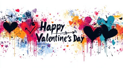 Colorful Hearts and Paint Splashes for Valentine's Day Celebration