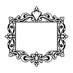 Ornate Vintage Frame: Elegant Baroque Design Element. Perfect for adding a classic, royal touch to your projects.  A decorative border, scrollwork, and flourish details for a luxurious aesthetic.