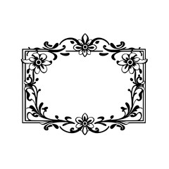 Elegant Floral Frame: Vintage Border Design, Decorative Ornament, Vector Flourish,  Perfect for Wedding Invitations, Cards, and Scrapbooking