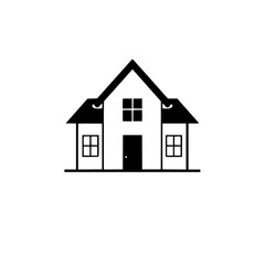 Modern House Design: Minimalist Home Architecture.  Simple Geometric Structure, Black and White. Ideal for Real Estate, Property, and Home Design projects.