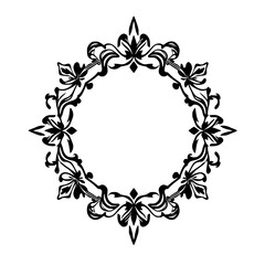 Elegant Black and White Floral Frame: Vintage Decorative Border, Ornamental Design Element for Classic Backgrounds and Templates