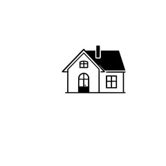 Simple House Illustration: Black and White House Icon, Minimalist Home Design, Real Estate Symbol