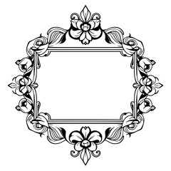 Elegant Floral Frame: Vintage Classic Border Design. Perfect for invitations, cards, and more.  Ornate, decorative, and stylish vector illustration.