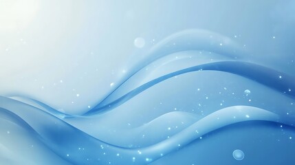 Abstract Blue Waves With Glowing Particles Background