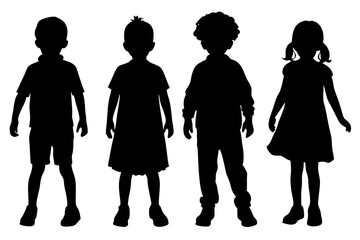 Children kids silhouette set, vector silhouette of childrens .	
