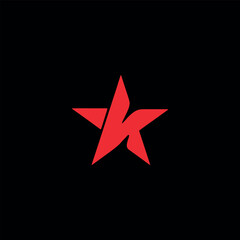 star and letter k star  logo design vector